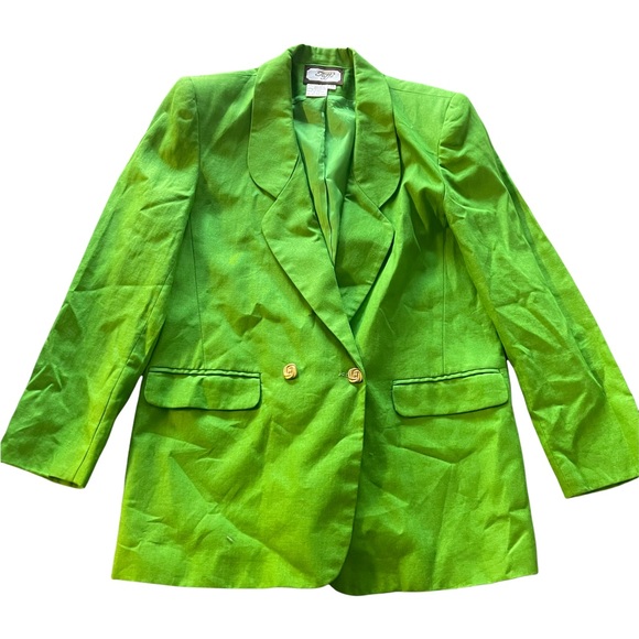 Vintage Jackets & Blazers - Toffs Vintage button blazer jacket bright Lime green